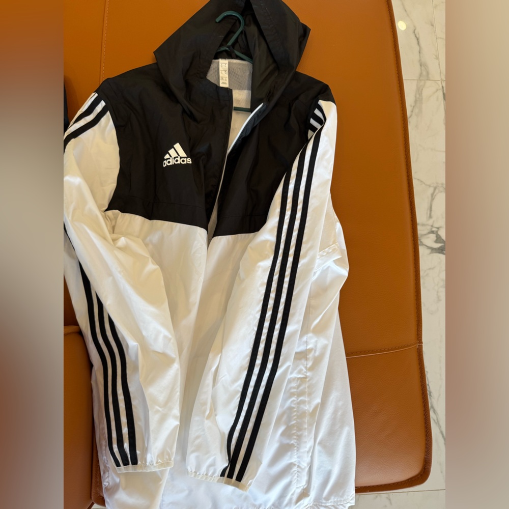 Adidas White and Black jacket with Signature Stripes